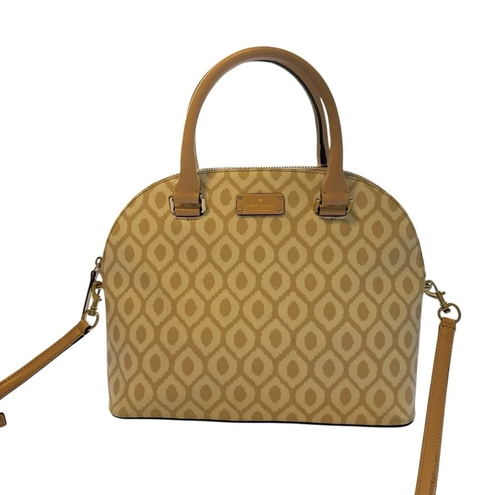 Kate Spade Grove Street Printed Carli Satchel Crossbody Bag‎ Cream/Tan